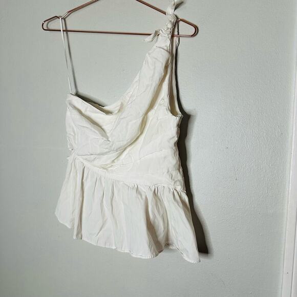 A.L.C. White One Shoulder Soraya Draped Cotton Bow Tie Top Size 6 - Picture 9 of 9
